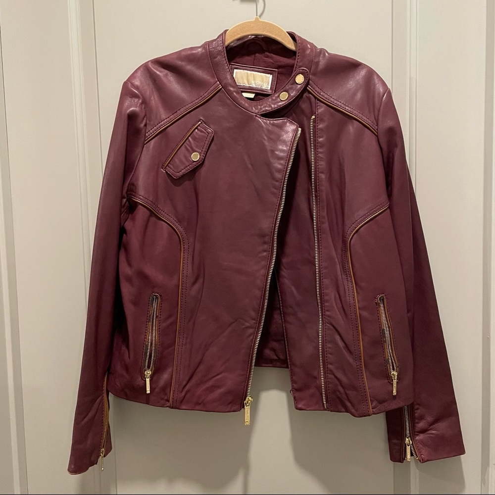 [DONATED] Michael Kors burgundy leather moto jacket